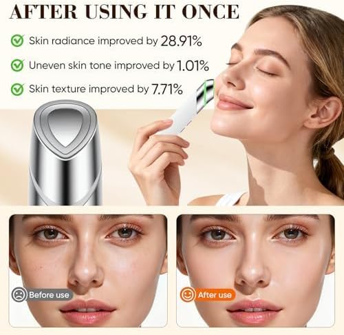4-in-1 Facial Device, Microcurrent Face Massager with Heat Therapy & Vibration, LED Light, and Boosting Serum Absorption