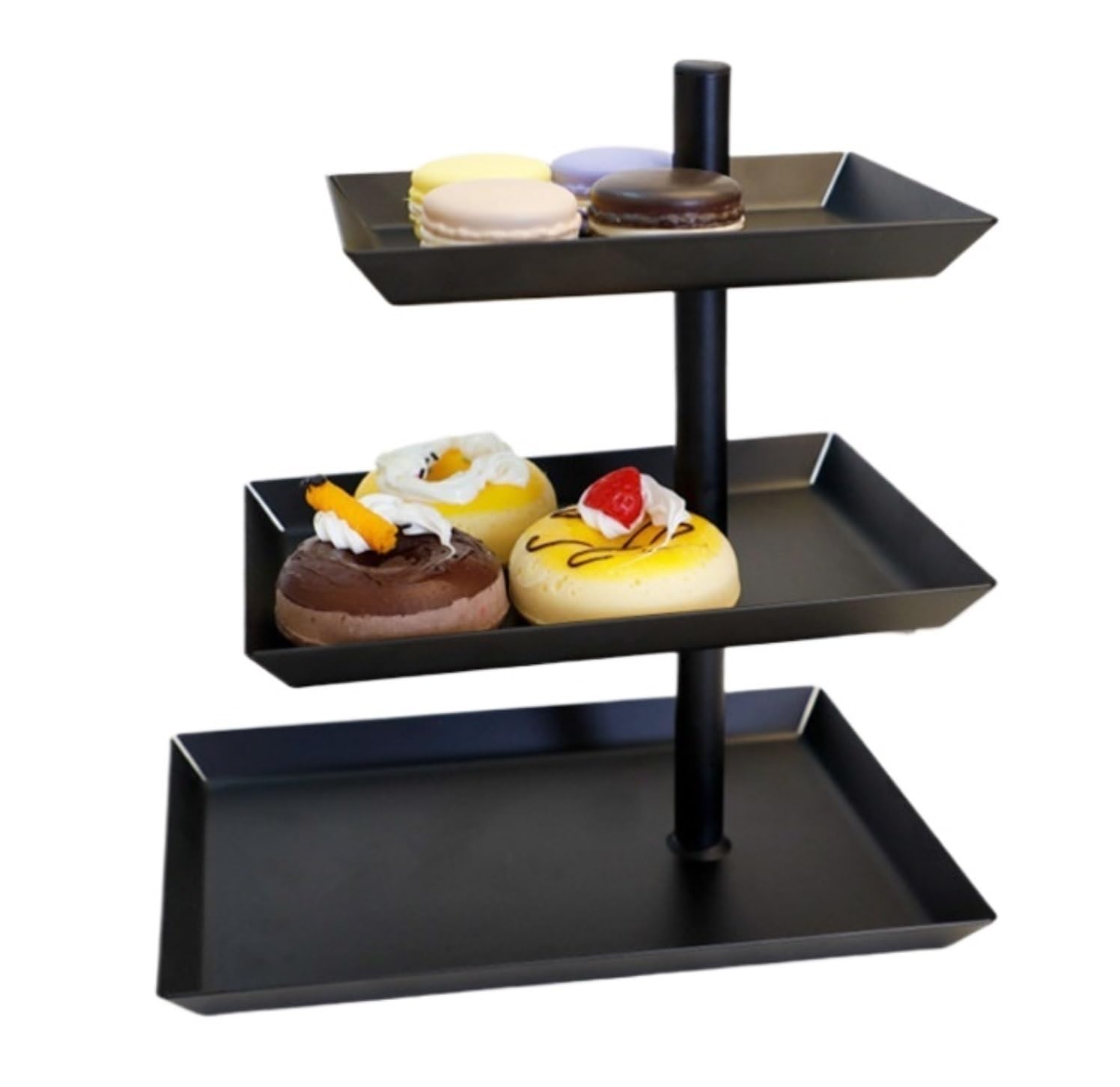 Soporte para Tartas Decoración Soporte For Pasteles Y Aperitivos con Bandeja De Acero Inoxidable con Ángulo Ajustable Expositor Tartas(Black)
