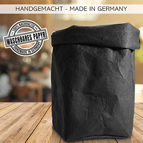 bun-di Swiss® Trash | Dekorativer Designer Papierkorb mit Knitteroptik für Büro, Arbeitszimmer | waschbares Papyr | 12l (Black) - Image 3