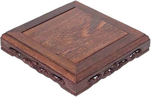 GOLDY&WENDY Soporte de exhibición cuadrado chino ala de pollo madera tallada base arte decoraciones antiguas