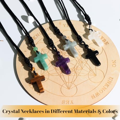 Image of XIANNVXI Healing Crystal Necklace for Men Jewelry Gift | Adjustable Black Rope Natural Gemstone Pendant