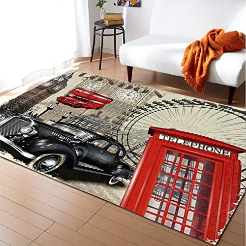 Mateju Moderne Tapis de Salon, Flanelle Tapis Antidérapants, Grand Tapis de Zone, 3D Tour Eiffel Tapis pour Salon Couloir Cuisine Chambre Décor...