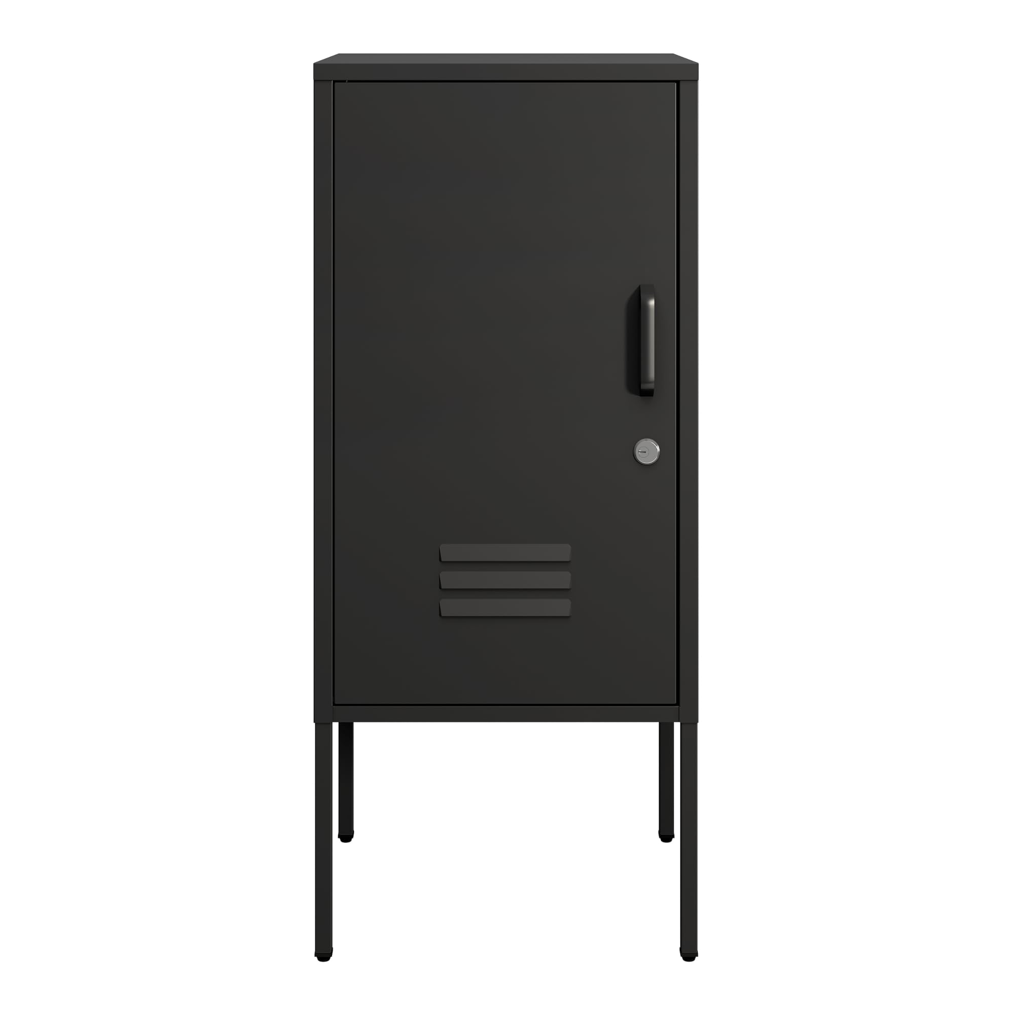 [en.casa] Nachtschrank Hausjärvi 2er Set Nachttisch 82 x 35 x 35 cm Nachtkästchen Beistelltisch mit 1 Tür Metallschrank Beistellschrank abschließbar Büroschrank Stahl Schwarz