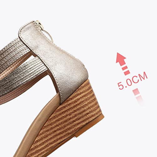 Sandals Slope Heel Sandals Summer Oversized Slimming Women's Shoes Back Zippered Sandals Sandal(B,36)3