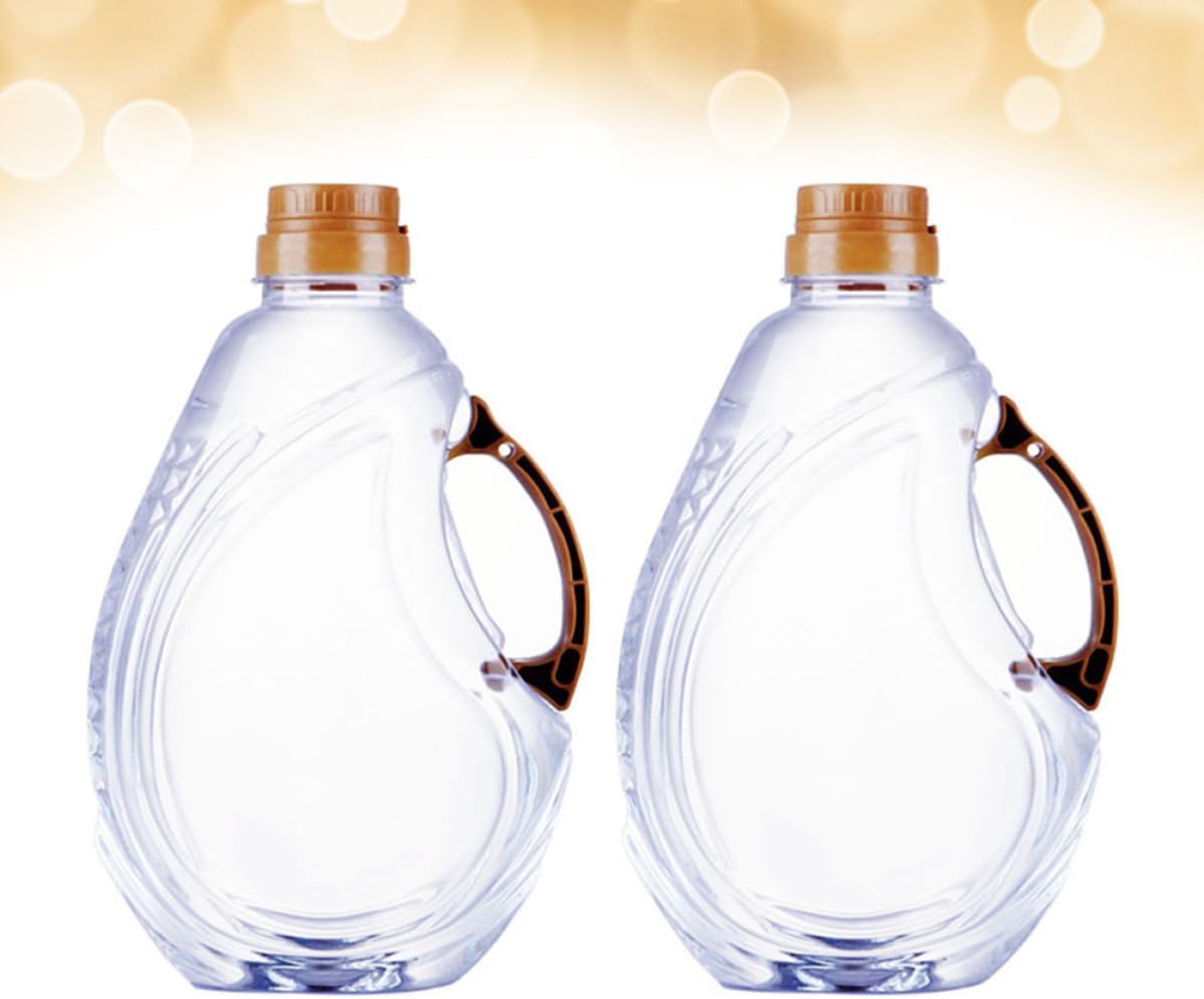 2 Pcs L Plastic Oil Bottle with Handle and Serrated Spout for Kitchen