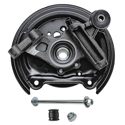 Image of Detroit Axle - Rear 2pc Steering Knuckles for 2001-2008 Subaru Forester w /Rear Disc Brakes, 2 Steering Knuckles & Wheel Bearing Hubs Assembly 2002 2003 2004 2005 2006 2007 Replacement