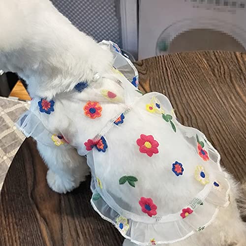 Loyalfurry Embroidered Floral Dog Dress Summer Super-Thin Gauze Princess Dog Sundress Breathable Puppy Clothes For Small Dog Cats Girl Wedding Party Birthday Dog Apparel (Small) #TOP17