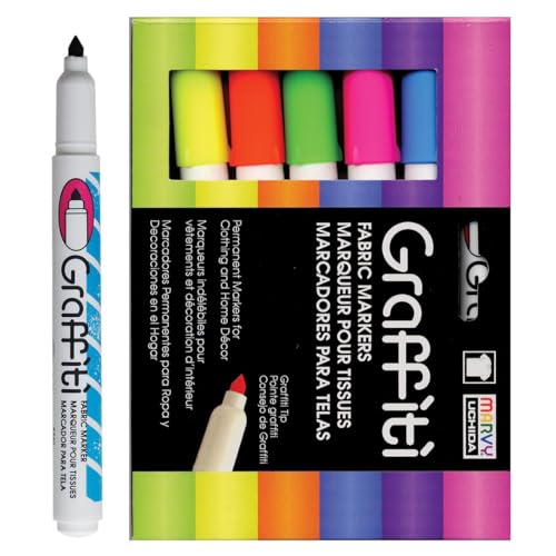 Uchida of America 560-6C Graffiti Fabric Marker Fluorescent Set