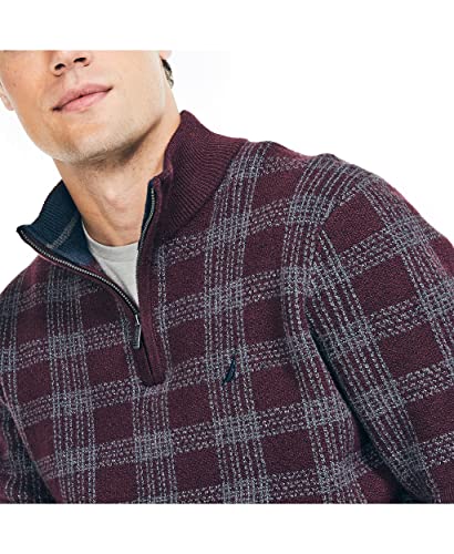 Nautica Men's Sustainably Crafted Plaid Quarter-Zip Sweater3