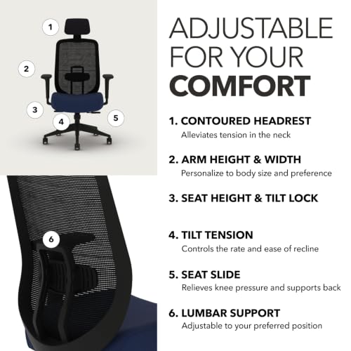 Image of HON Altern Ergonomic Office Chair, Office Desk Computer Chair, Indigo