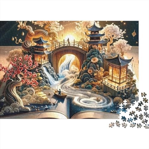Puzzle da 1000 pezzi a tema libro fantasy, ambientazione giapponese, per adulti dai 12 anni in su, gioco educativo, decorazione per la casa, stimolante, per compleanni, 38x26 cm.