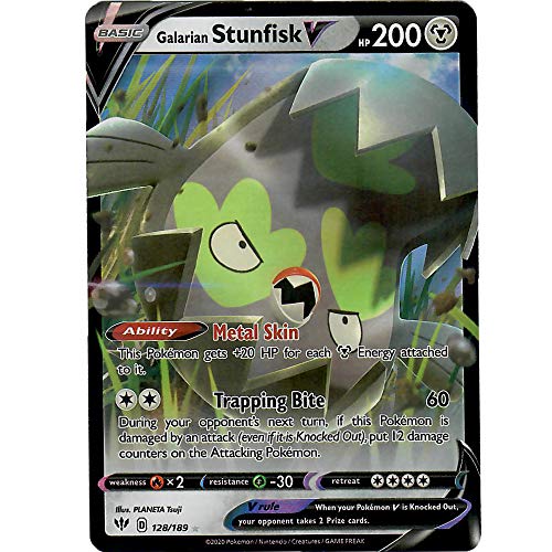 Galarian Stunfisk V - 128/189 - Ultra Rare Sword & Shield Darkness Ablaze Singles