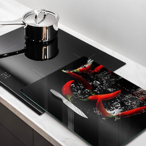Planche à découper induction Wallfluent en matériau résistant et verre trempé décoratif