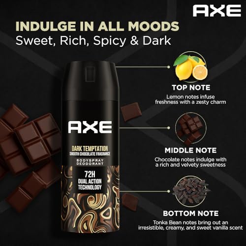 Image of Axe Dark Temptation Long Lasting Deodorant Bodyspray For Men, 150ml (Pack of 2)