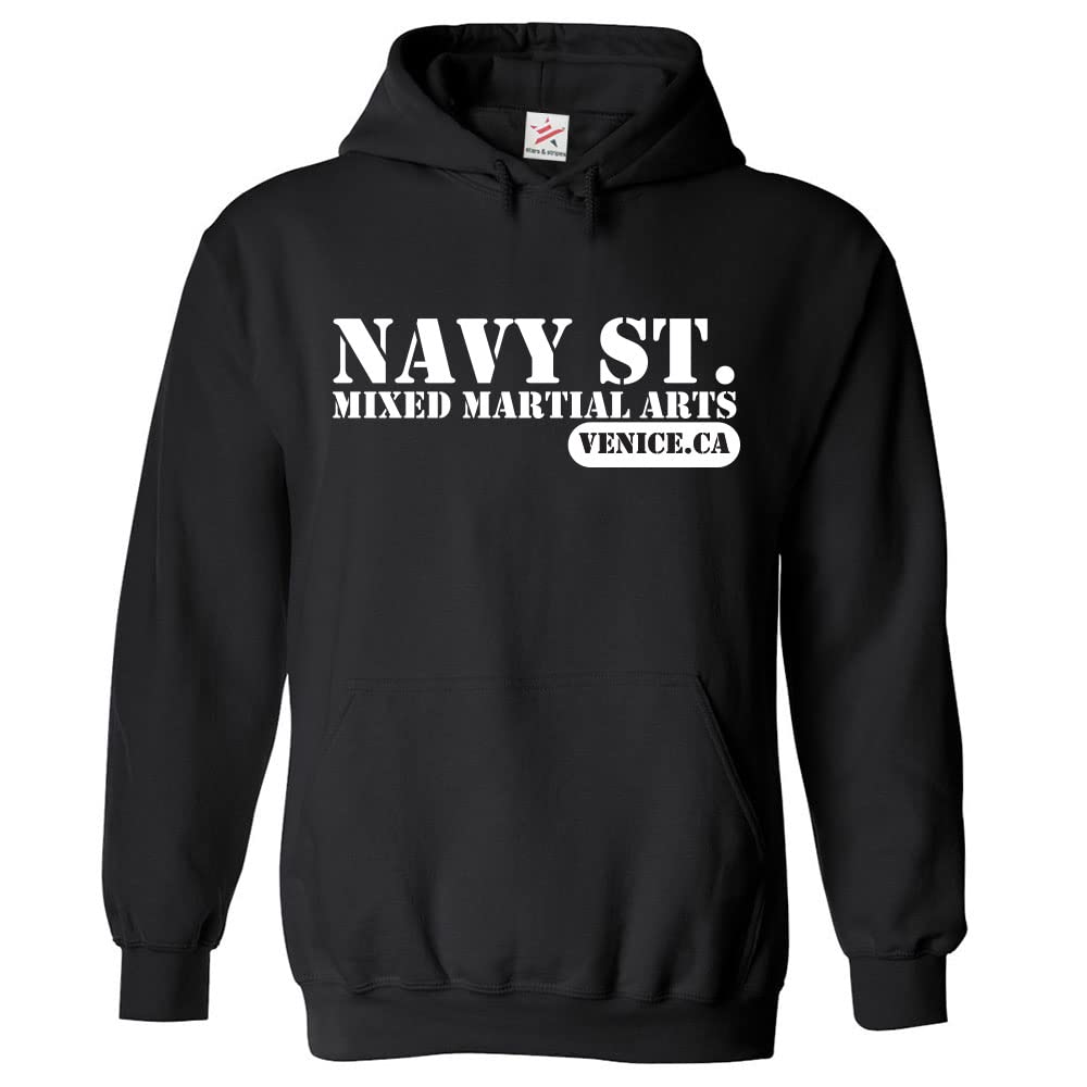 Stars and Stripes Navy St. Mixed Martial arts VENICE.CA Unisex Classic Adults Pullover Hoodie For Karate Lovers (XL, Black)