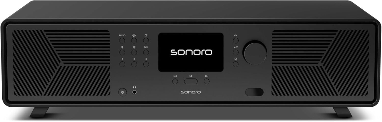 sonoro AVATON - Bluetooth HiFi Anlage; Kompatibel mit AirPlay, Google Cast, Spotify, Tidal, Qobuz, Amazon Music; DAB+/FM-Radio, HDMI ARC, Design aus Lack veredeltem Holzgehäuse, Smart-Home-Integration