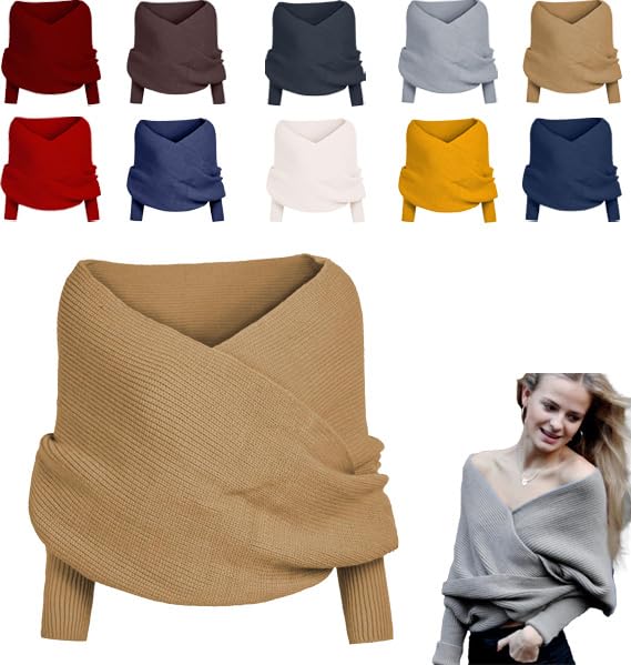 2024 New Scarf with Sleeves for Women,Upgrade Sweater Scarf with Sleeves, Multifunctional Cozy Scarf Crochet Wrap