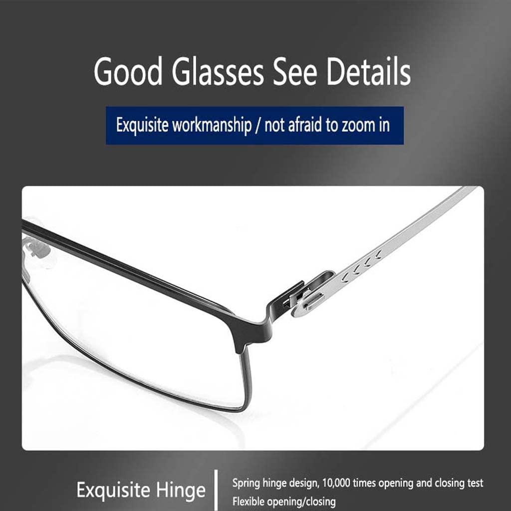 Herren-Lesebrille mit kleinem Rahmen, Anti-Blaulicht-Lesebrille, rechteckige optische Brille aus Metall, Lese-Molekularlinsen