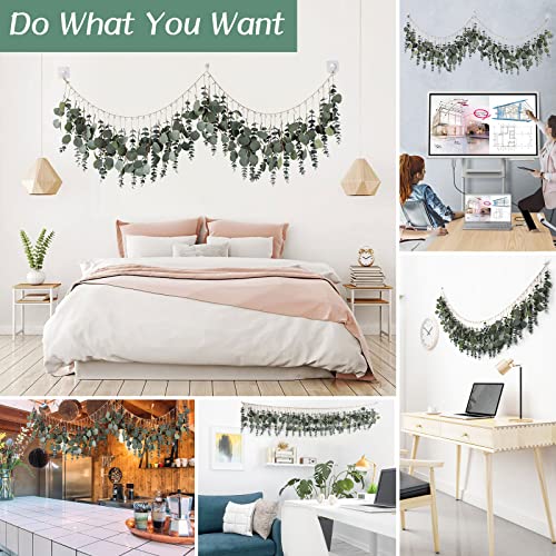 Sheeyee Eucalyptus Wall Decor, Long Hanging Artificial Eucalyptus Strand 5.6 Feet Fake Plant Boho Leaves Decoration For Bedroom #TOP4