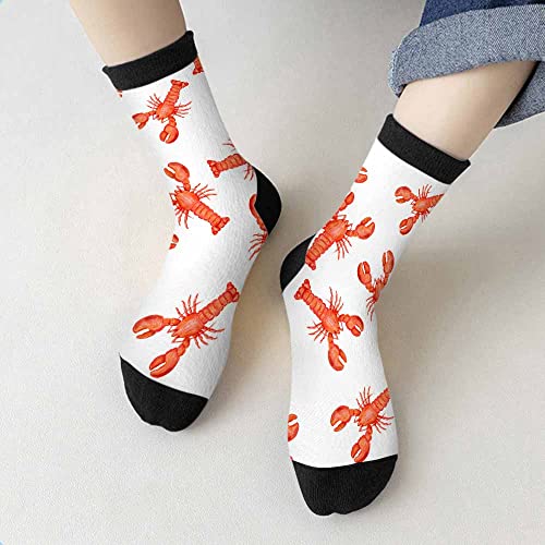Image of Lobster Crew Socks for Woman Size 6-8 Red Marine Animal Seafood Girls Socks