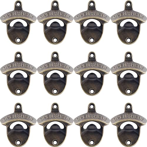 HAIICEN 12 PCS Retro Bronze Wall Mounted Bottle Opener Bulk Rustproof