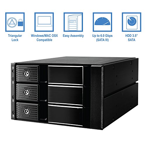 Kingwin Hard Drive Enclosure For Computer Pc Case Internal 3 Bay Hot Swap For 3.5” Hdd Ssd, Sata Backplane Aluminum Trayless Mobile Rack, Support Sata I/Ii/Iii & Sas I/Ii 6 Gbps Performance #TOP4