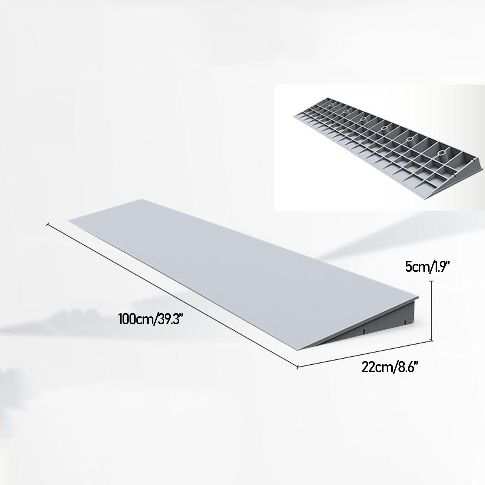 WRYSQBHJYB Threshold Ramp, Wheelchair Ramps for Home Steps, Curb Ramp for Transition Doorways Curbs Garages, Portable Ramp for Wheelchairs, Trolleys, Bicycles(Gray,5cm/1.9in)