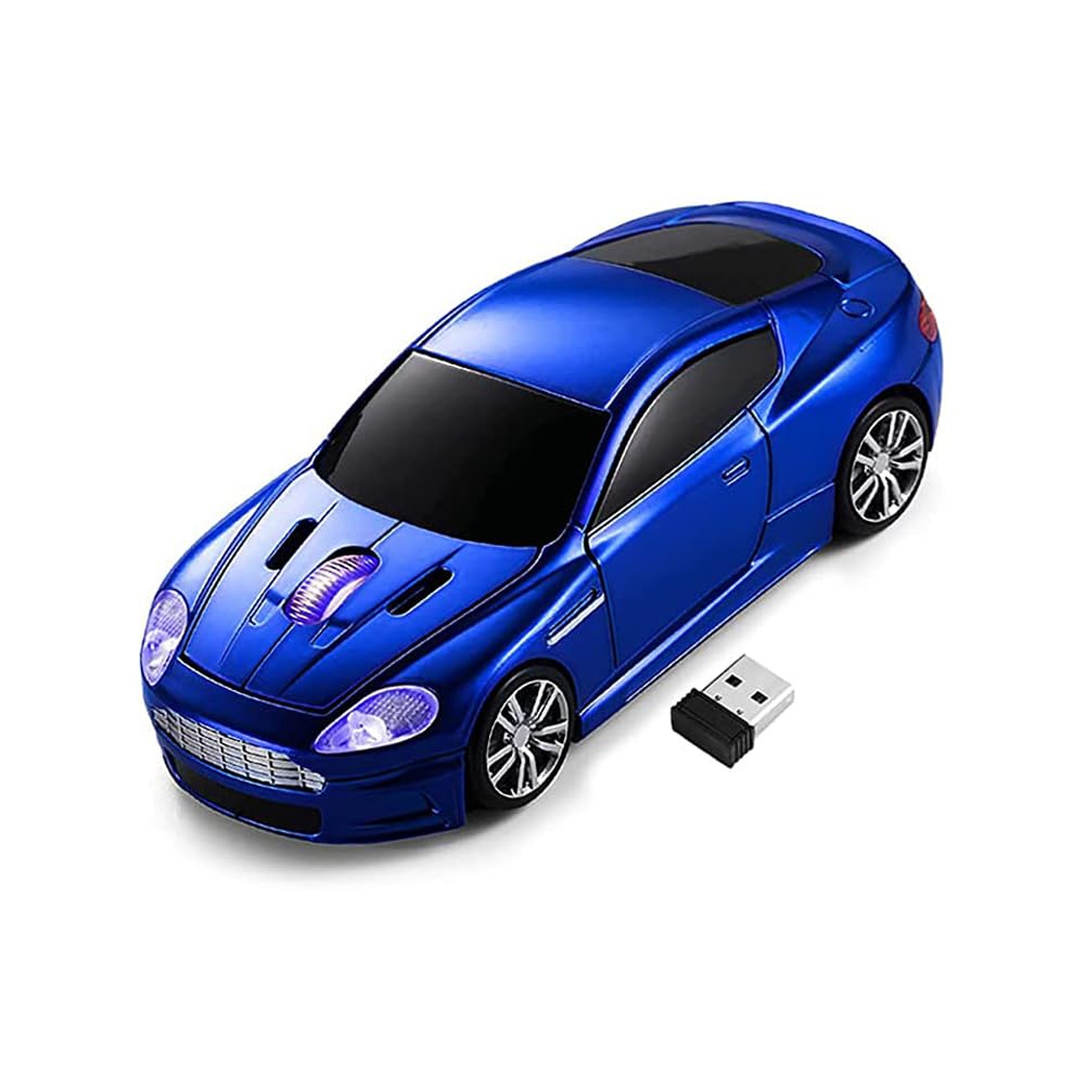 Wireless Sports Car Mouse Laptop Desktop Mouse Computer Optical Mice 2.4GHz USB Mice (Blue)