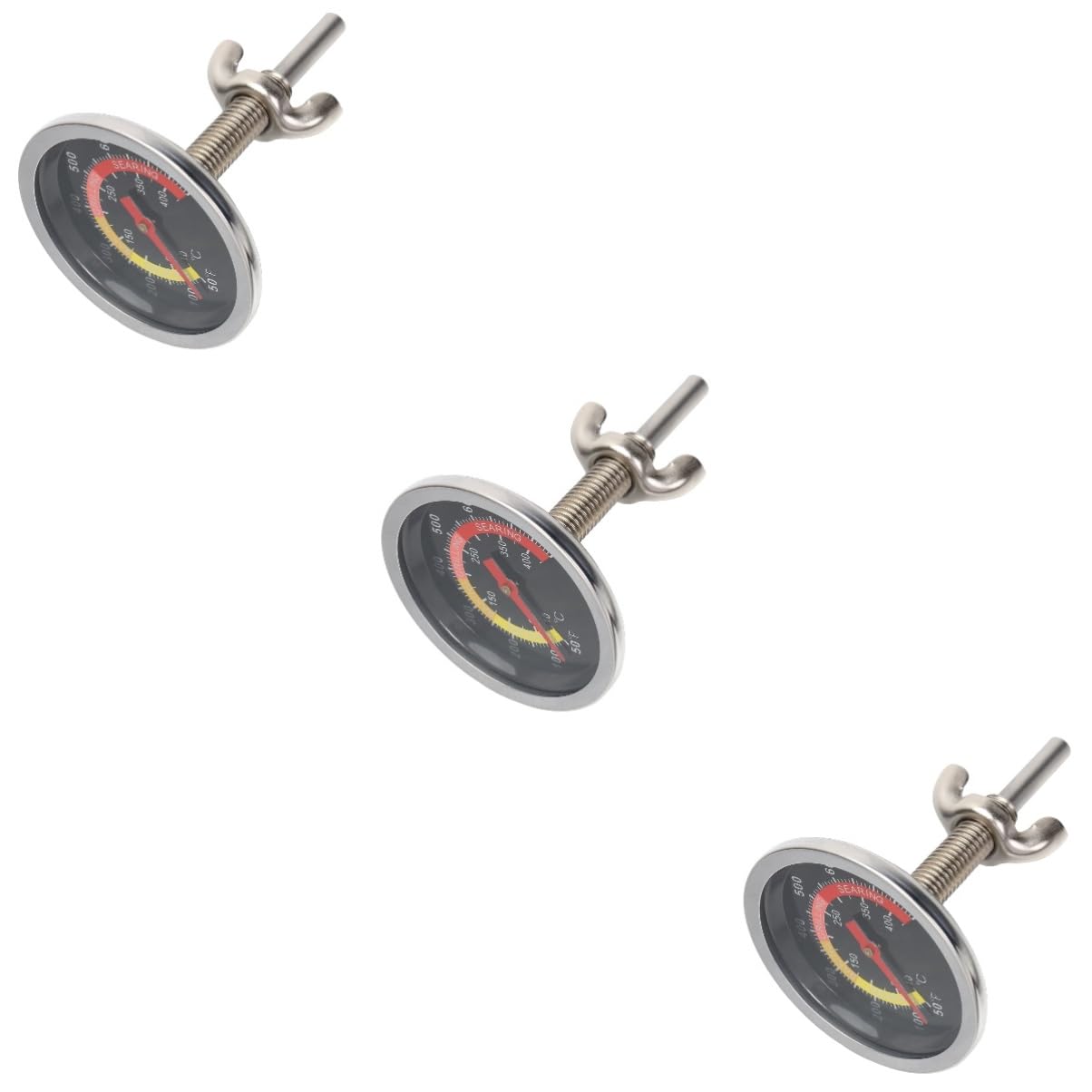 PRETYZOOM 3pcs BBQ Stainless Steel Thermometer for Oven and Grill Accurate Cooking for Barbecue and Baking Compact and Easy to Use for Meat and Food Measurement