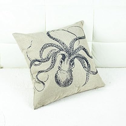 Kissenbezug Kissenhülle Linen Dekokissen Sofa Zimmer Deko, Krake schwarz – Bild 5