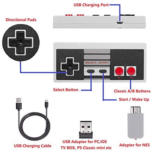 image for HL Global Wireless NES Controller,Upgrade Version 2 Pack NES Classic W