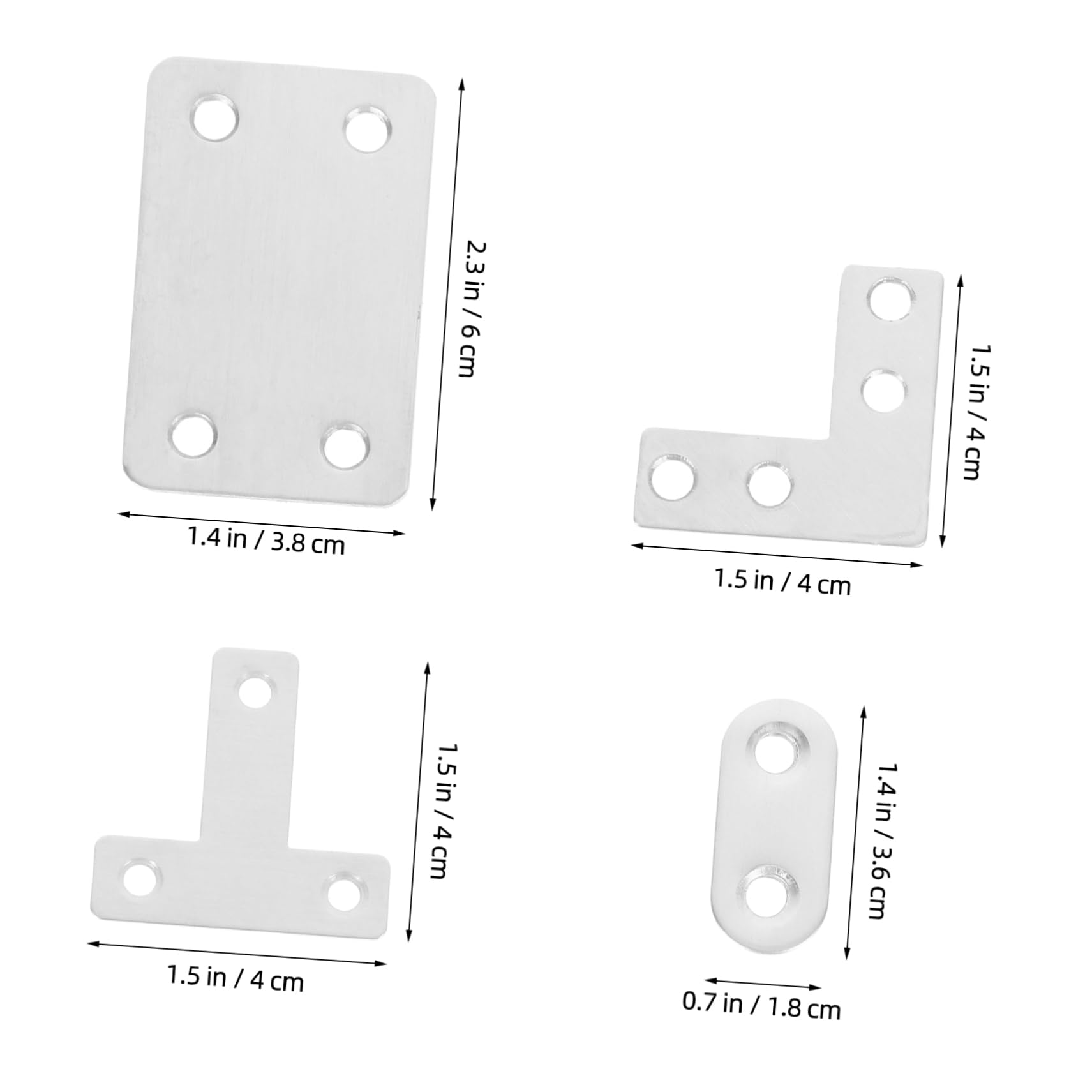 KICHOUSE Universal Design 22pcs Flat Steel Plate Connectors Straight Brackets for Wood Easy Install High Load Capacity
