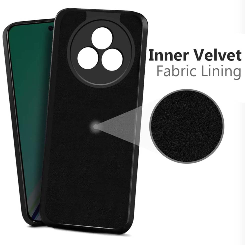 Image of Fashionury Liquid Silicon Back Cover for Realme Narzo 80 Pro 5G | Camera Protection | Inner Velvet Fabric | Anti-Fingerprint | Ultra Slim Case (Black)