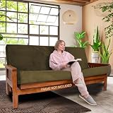 FoammaUSA Premium Corduroy Futon Couch Mattress – Made in USA 6-Inch Memory Foam Infused Easy fold Sofa Bed with Heavy-Duty Zipper & Removable Cover, CertiPUR-US Certified (Frame Not Included)