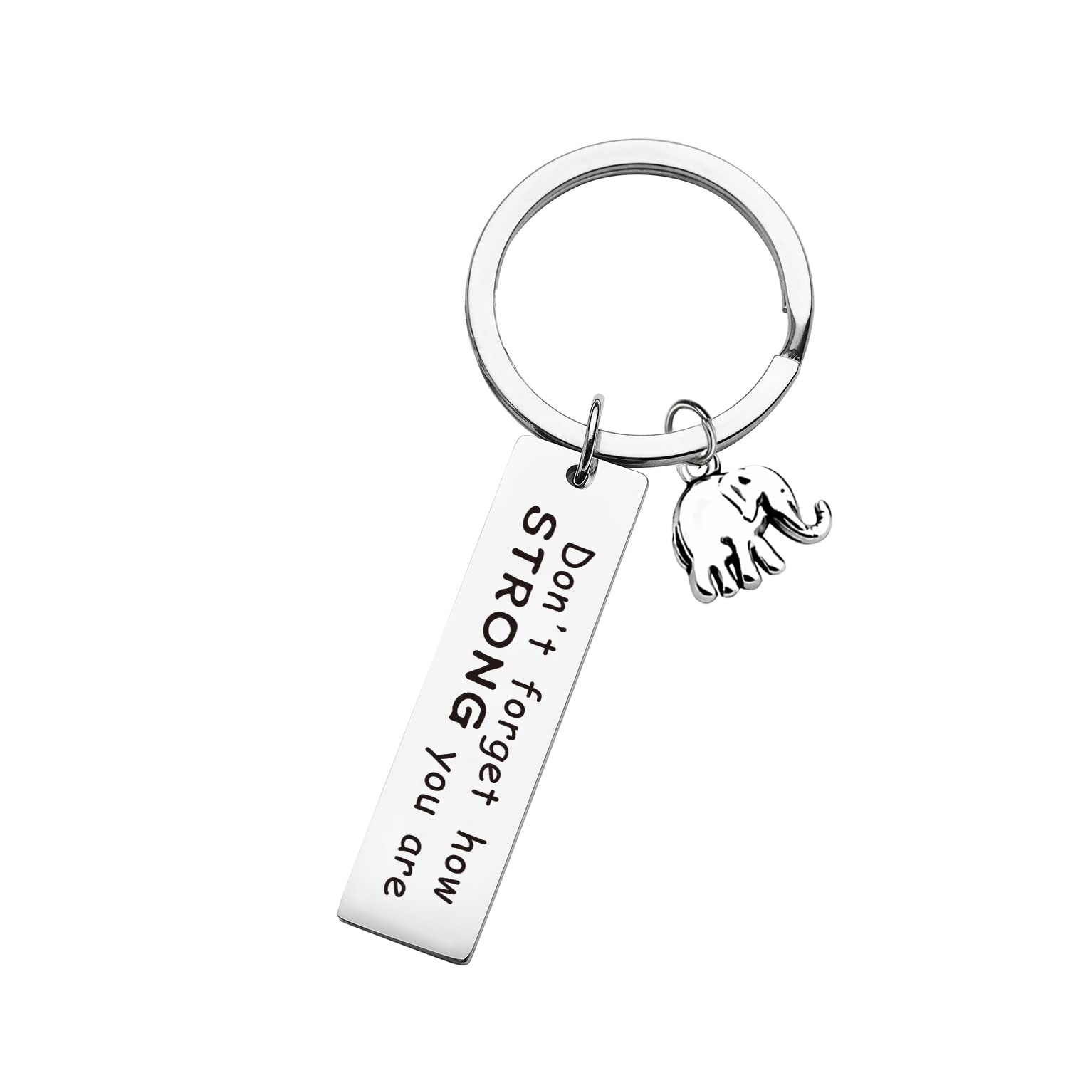 XLCTTXLCTT Inspirational Gift Elephant Keychain Keyring Don't Forget How Strong You Are Keychain Birthday Christmas Gift