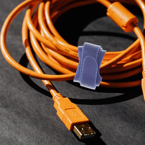 jojofuny 100pcs Reusable Cable Straps and Cord Wraps Hook and Loop Fastener, Small Zip Ties for Electronics and Appliance Cord Management, Blue Self-adhesive Cable Organizer under Desk miniatura 7