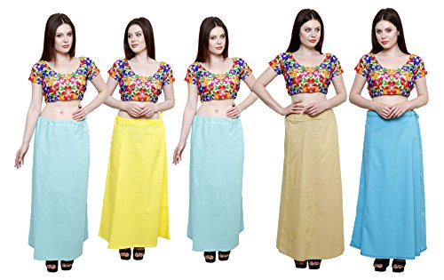 Image of Pistaa's combo of Women's Cotton Best Plain Solid Indian Readymade Inskirt Saree petticoats
