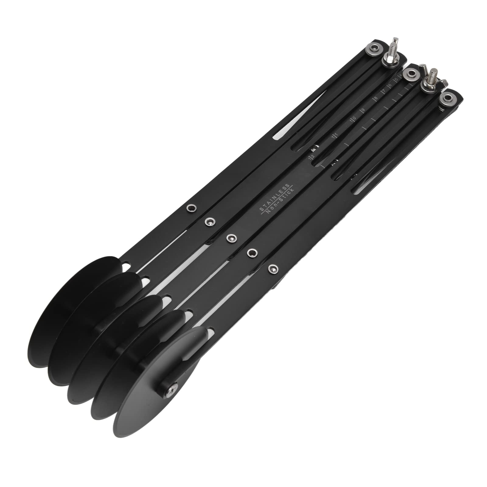 Coltello per impastare in acciaio inossidabile Tagliapizza espandibile Tagliapasta a più ruote Utensile da professionale regolabile per cuocere la pizza e tagliare l'impasto (5 rulli 11 cm)