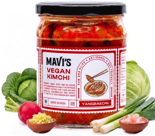 Image of MAVI's Veg Kimchi | Korean Cabbage Kimchi | Artisanal Probiotic Pickle | Vegan | No Preservatives, No Artificial Flavour or Colour | Pack of 1 (200g)