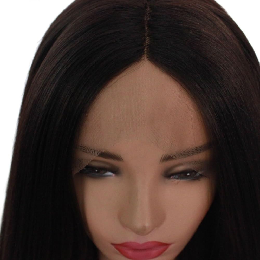 Ciemnobrązowa syntetyczna peruka 13 x 3 HD Lace Front dla kobiet, naturalny wygląd