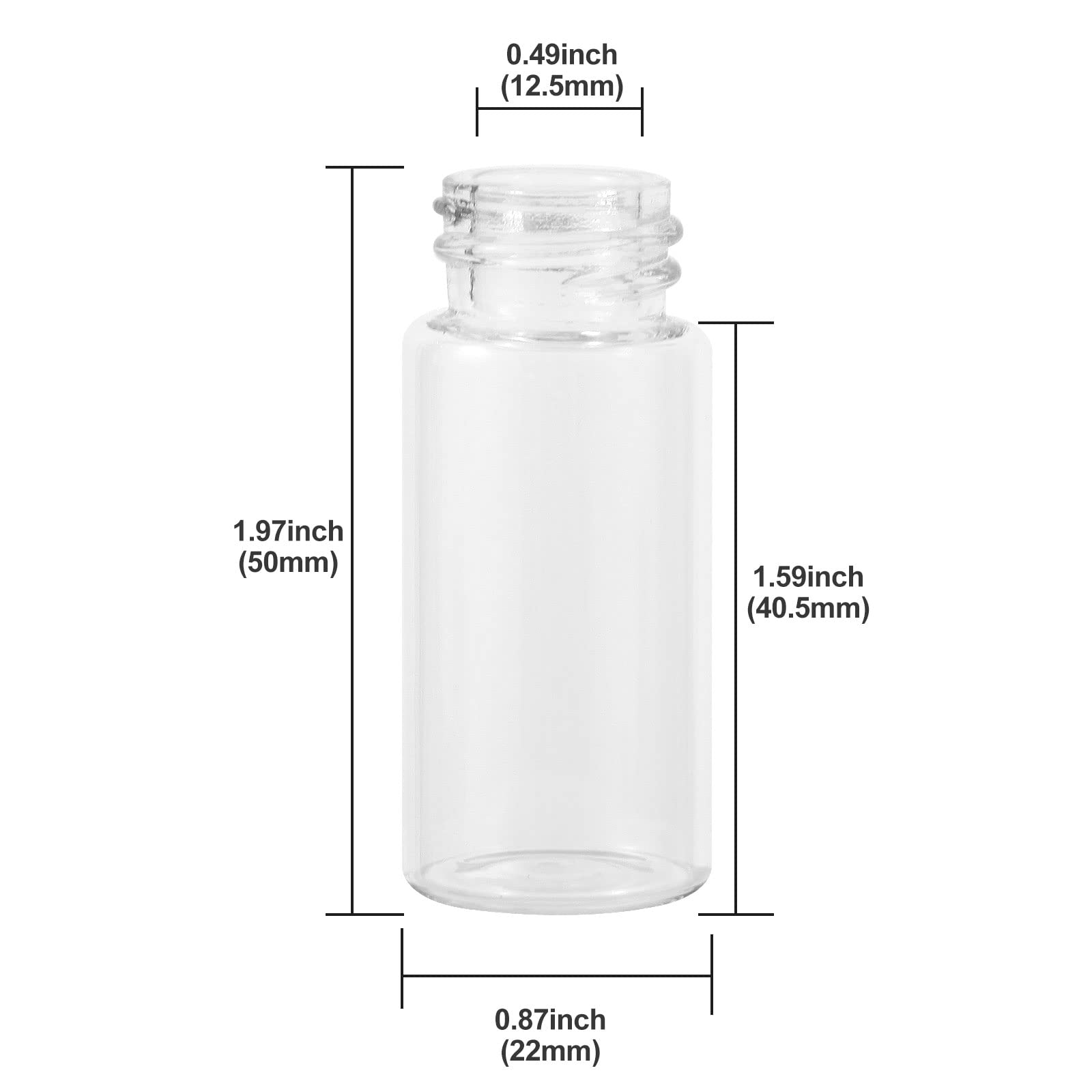 Trasparente Fiale di Vetro da 10 ml con Tappi a Vite e Tappi di Plastica, Flacone del Campione di Liquido Piccolo, Flacone a Prova di Perdite, 50 Pezzi