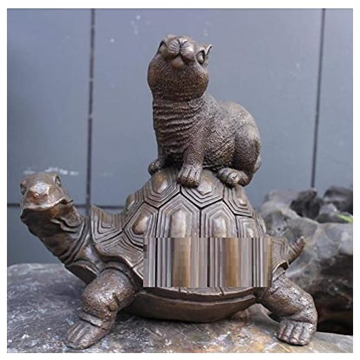 Figur djur staty ornament staty ornament skulpturer hare och sköldpaddan kanin koppar skulptur konst hantverk hem sköldpadda dekoration gåva heminredning