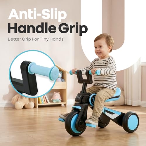 Image of R for Rabbit Tiny Toes Y Ace Premium Designer Tricycle for Kids 2-5 Years Upto 25Kg Weight with Strong Metal Core Frame, Anti-Slip Handlebars & Smooth Wheels | 95% Pre-Installed Baby Trike (Blue)