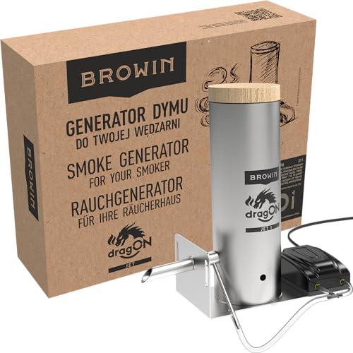 Browin Rauchgenerator DragON Jet 1 mit Pumpe 330143 | Kaltrauchgenerator aus Edelstahl | für jeden Räucherofen | innovative Düse | Perfekter Rauchgenuss für exquisite Geschmackserlebnisse