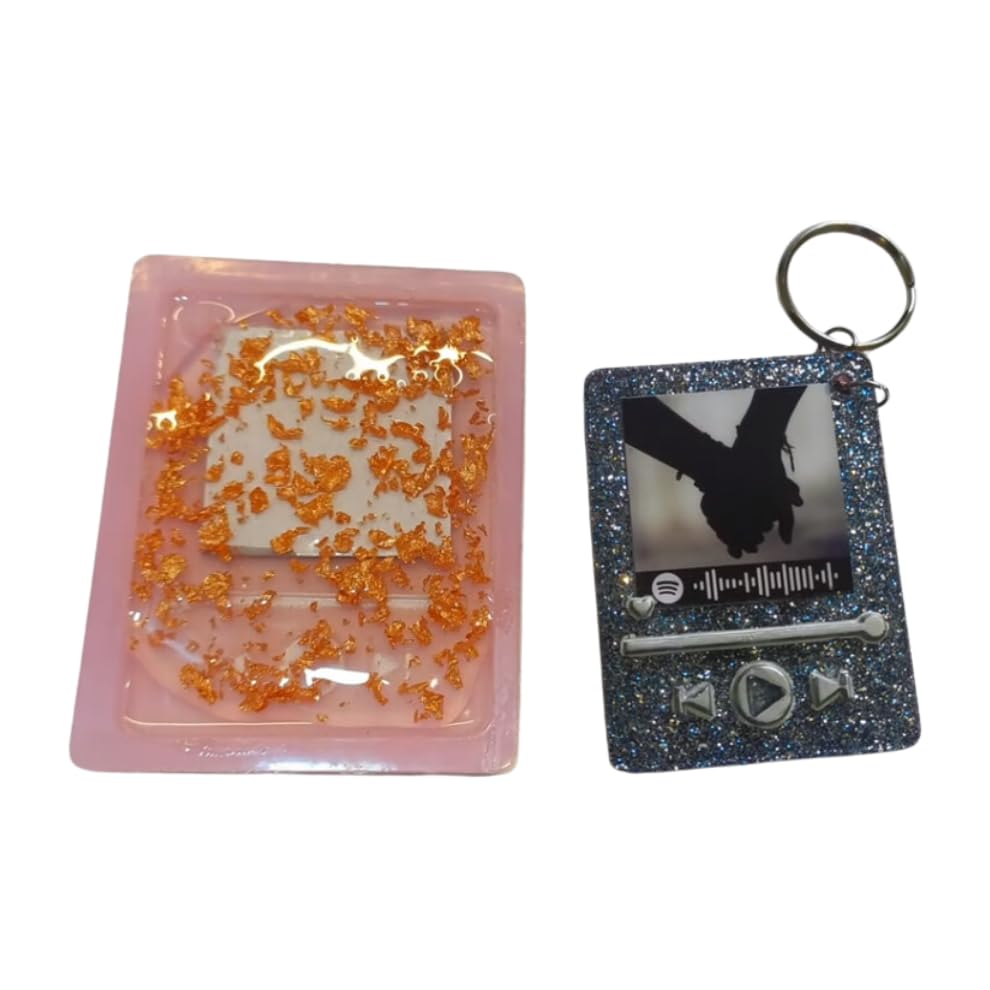 Image of R H LIFESTYLE 2 Pieces Silicone Spotify Keychain Mould Music Player Casting Molds for Keychain, Pendant Resin Mould (Spotify Mould Set - 2 pcs)
