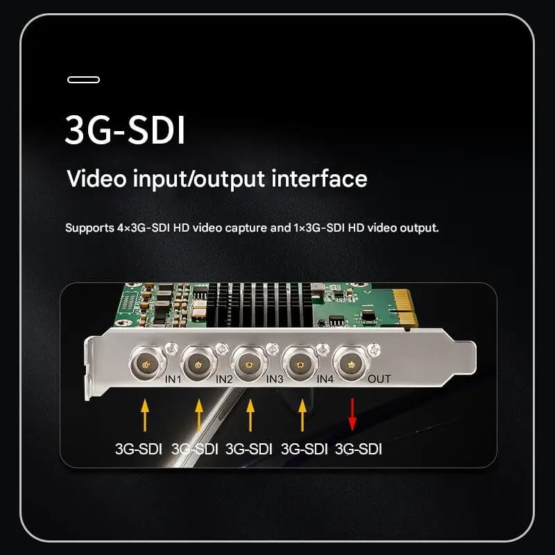 200n5 5-Channel SDI PCIe Capture & Playback Card for YouTube Compatible with Vmix, OBS, Zoom, Teams, Twitch