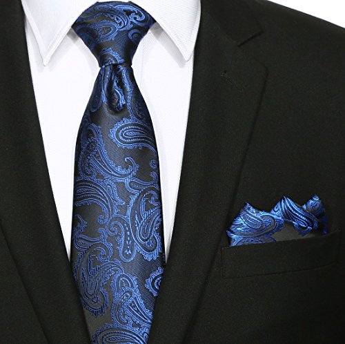 Image of KissTies Mens Paisley Tie And Pocket Square Necktie Sets