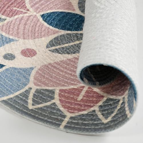 Image of LaVichitra Cotton Table Placemat | Dining Table Mat | Bed Side Table Mat | Cotton Round Shape Placemats | Washable PlaceMat for Shelves & Plant Pots - Pack of 1, Bohemian