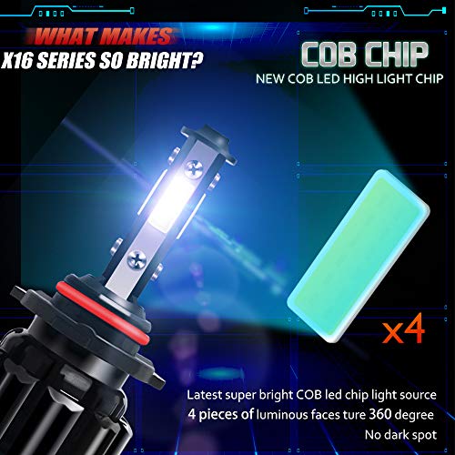 Autofast 9005 Led Headlight Bulbs - Hb3 H10 Conversion Kit 6500K Cool White, High Beam, 4 Side Cob Chip, Fog Light Halogen Replacement, Pack Of 2 #TOP1