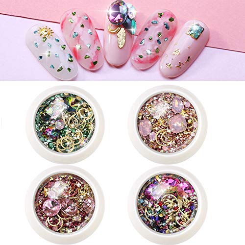 Nagelkunst Perlen Glitter 3d Nagel Dekoration 4 Boxen 3d Nagelkunst Strass Kristalle Mix Größe Strasssteine Nägel… – Bild 7